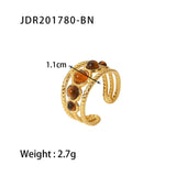 GOLD STAINLESS STEEL INLAID NATURAL STONE RINGS_CWAJE0611