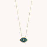 BOHEMIAN EVIL EYE COLORFUL OIL DROP NECKLACE_CWMM3926