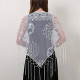 ETHNIC CLASSIC PEACOCK TASSEL TRIANGLE SHAWL_CWMM1998