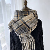 PLAID TASSEL SCARF WRAP FOR STUDENTS COUPLES_CWASC1461