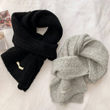 Avocado Green Wool Cable Knit Winter Scarf_Cwasc03813