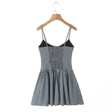 PLAID BUTTON FRONT CAMI DRESS FRENCH STYLE_CWDMD5798