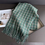 Vintage Plaid Winter Cashmere Feel Tassel Scarf_Cwasc03259