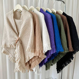 Winter Tassel Cape Scarf Shawl For Warm Layering_Cwasc0764