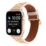Applewatch9 Iwatch Gold Rivet Genuine Leather Strap_Cwww0084