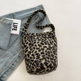 Winter Leopard Print Shoulder Bag Bucket Plush Bag_Cwab3973