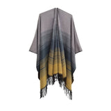 GRADIENT FINE LINES TASSELS WARM SHAWL CLOAK_CWASC0282