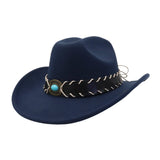 Western Ethnic Wool Fedora Hat Jazz Cowboy Style_Cwah04496
