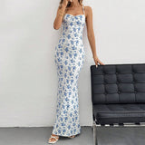 Sweet Fresh Floral Backless Halter Vacation Dress