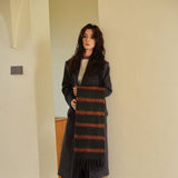 Wool Blend Stripe Scarfsoft Narrow Winter Wrap_Cwasc2356