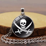PIRATE SKULL ALLOY GLASS NECKLACE_CWAJE0707