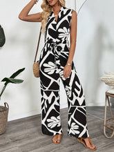 V-Neck Commuter Sleeveless Printed Jumpsuit