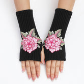 Flower Warm Knitted Wool Gloves And Sleeves_Cwag0109