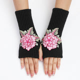 Flower Warm Knitted Wool Gloves And Sleeves_Cwag0109