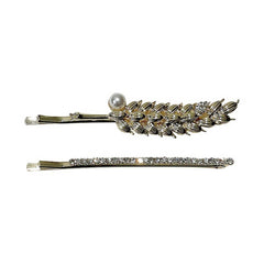 GILDED WHEAT EAR WITH RHINESTONE AND PEARL HAIRPIN_CWAHA4790