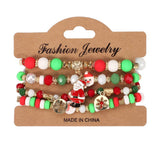 Cwmm10448_Christmas Charm Beaded Bracelet Snowman Tree Gift