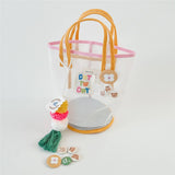 CONTRASTING COLOR MESH BEACH BUCKET BAG STORAGE BAG_CWAB1918