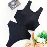 Women Solid Color Slim One-Piece Swimsuit_Cwmw0287