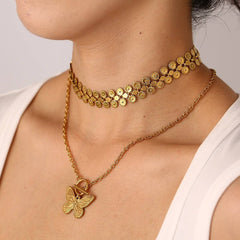 FASHION 18K GOLD BUTTERFLY COLLARBONE CHAIN_CWMM8884