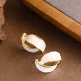 ENAMEL SILVER NEEDLE C SHAPED EARRINGS_CWMM4287