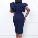 MESH AND PLEATED COMMUTER PLUS SIZE DRESS_CWDMD3678