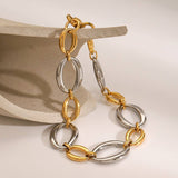 STYLISH TWO TONE TITANIUM STEEL CHAIN BRACELET_CWAJE4790