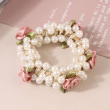ROSE PEARL HAIR TIES SCRUNCHIES STRETCH HAIR ROPE_CWAHA0407