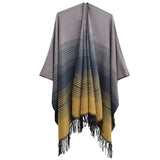 GRADIENT FINE LINES TASSELS WARM SHAWL CLOAK_CWASC0282