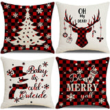 CHRISTMAS TREE RED AND BLACK PLAID PILLOWCASE_CWMM1409
