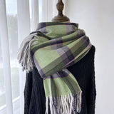 PLAID FAUX CASHMERE MID LENGTH SCARF FOR WINTER_CWASC1456