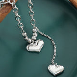 Titanium Steel Double Heart Pendant Necklace