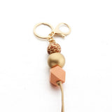 LEOPARD WOOD BEAD KEYCHAIN WITH MINI TASSEL_CWMM7022