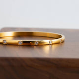 18K GOLD WHITE ZIRCON ROUND BANGLE ELEGANT STYLE_CWAJE4694