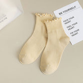 Womens Solid Color Ruffle Ankle Socks_Cwms0127