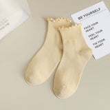 Womens Solid Color Ruffle Ankle Socks_Cwms0127