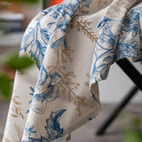 PINE BRANCH BLUE PRINTED RECTANGULAR TABLECLOTH_CWMM0948