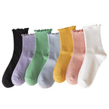 CANDY COLOR PURE COTTON EDGE SOCKS FOR WOMEN_CWMS1129