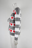 Valentines Day Heart-Shaped Drawstring Cardigan
