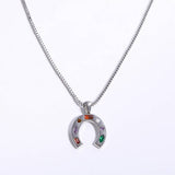 NEW STAINLESS STEEL U SHAPED ZIRCONIA NECKLACE_CWMM3824