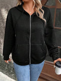 Waffle Coat With Hooded Drawstring Sports Zipper