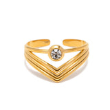 Vintage Diamond Multi-Layered V-Shaped Ring