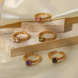 Zircon Inlay Rings Adjustable Titani Steel Rings_Cwaje1238