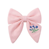 CHILDRENS EMBROIDERED FLORAL BOW HAIRPIN_CWAHA2352