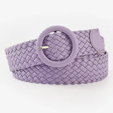 ROUND BUCKLE WOVEN BELT_CWABE0112