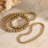 DESIGNER TWO TONE SOLID BEAD STRETCH BRACELET_CWAJE4794