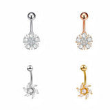 HOT SALE BRASS CZ SNOWFLAKE CLOVER NAVEL RING_CWMM9387