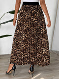 Temperament Commuter Leopard Pleated Skirt