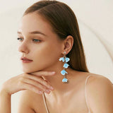 LONG TASSEL FLOWER EARRINGS NEW BOHO CHIC DESIGN_CWMM6272