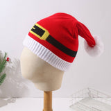 Cwah04352_Red White Christmas Knit Beanie Hat