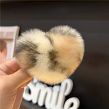 CUTE REX RABBIT HEART HAIR CLIP FLUFFY BB PIN_CWAHA3309